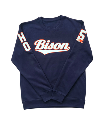 "BISON Cursive 2025" Unisex Crewneck Sweatshirt (with Sleeve Graphics)