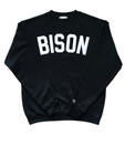 "BISON Bold" Black/White Single Layer Raised Graphic Unisex Crewneck Sweatshirt