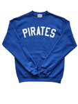 "PIRATES" Royal Blue/White Single Layer Raised Graphic Unisex Crewneck Sweatshirt