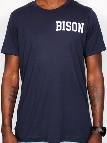 "BISON Heartfelt" Unisex Short Sleeve T-Shirt, Navy Blue