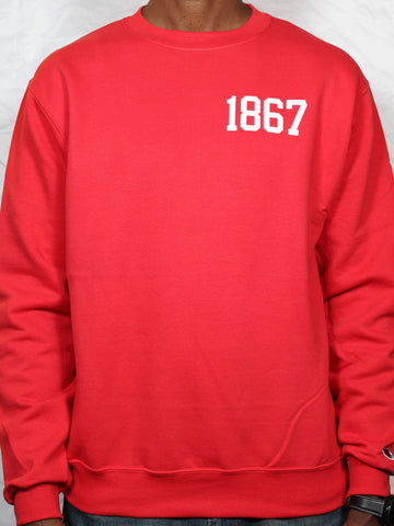 "1867 Heartfelt" Red/White Single Layer Raised Graphic Unisex Crewneck Sweatshirt