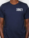 "1867 Heartfelt" Unisex Short Sleeve T-Shirt, Navy Blue