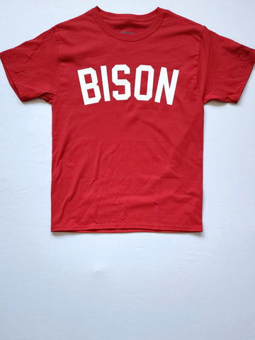 "BISON Bold" Red/White Unisex Short Sleeve T-Shirt
