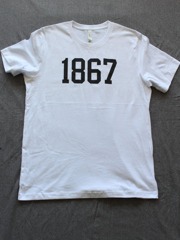 "1867 Str8" Unisex Short Sleeve T-Shirt, White