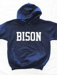 "BISON" Youth Navy Blue/White Unisex Hooded Sweatshirt
